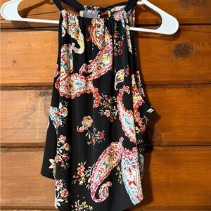 Women’s Black Paisley Halter Tank Top